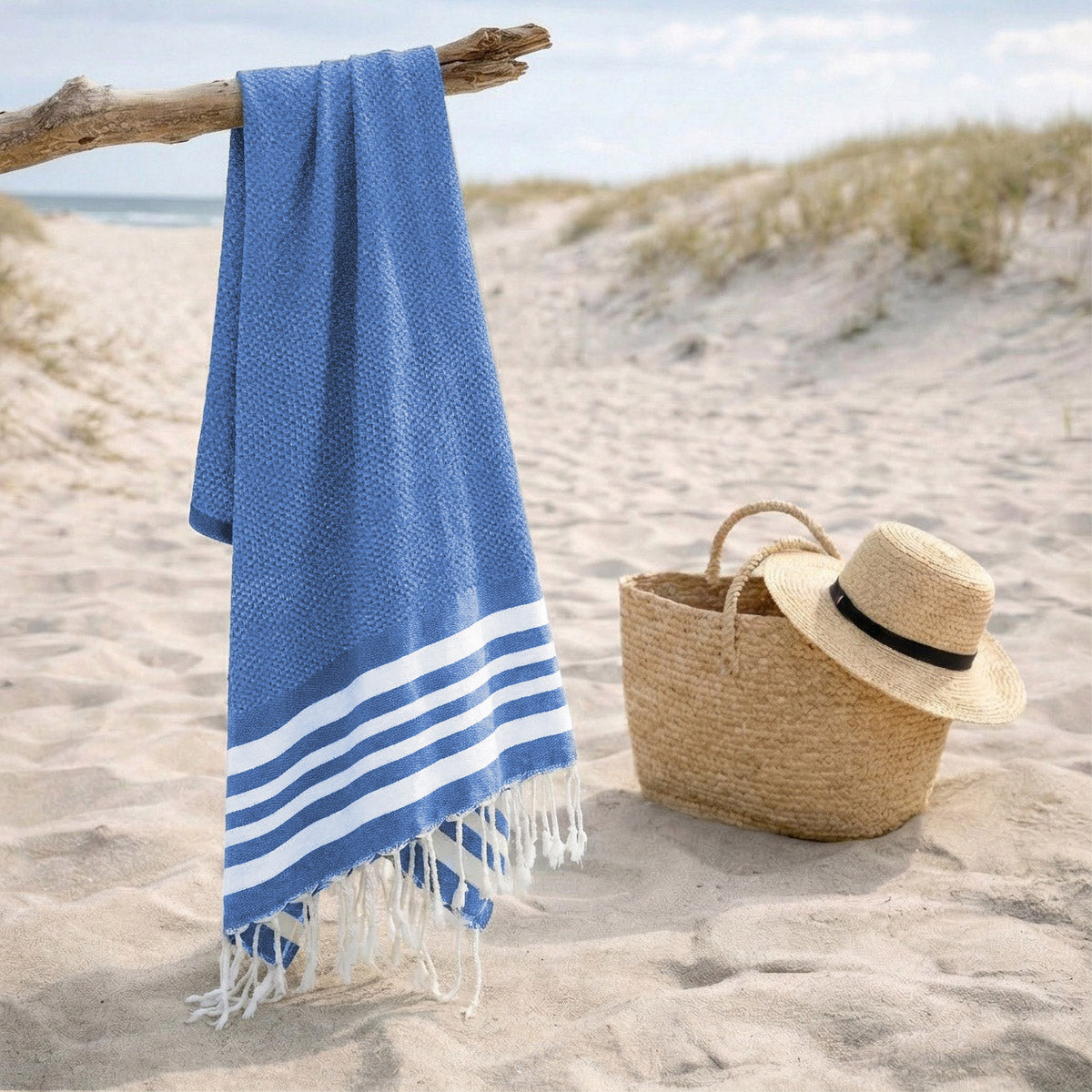 Fouta coton 100x200 NEWPORT bleu grec