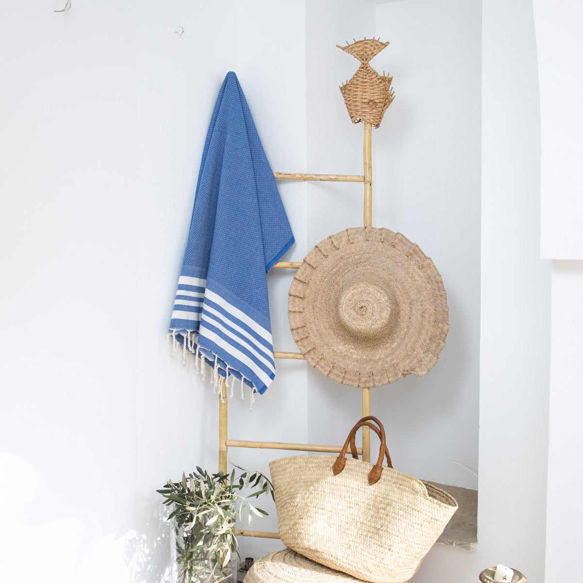 Fouta coton 100x200 NEWPORT bleu grec