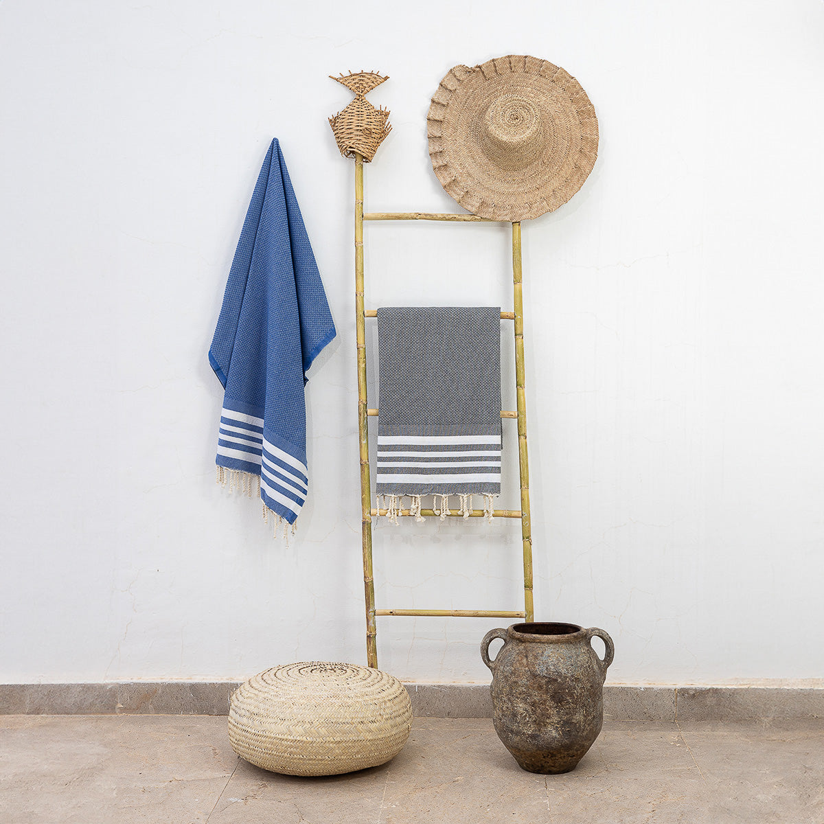 Fouta coton 100x200 NEWPORT bleu grec