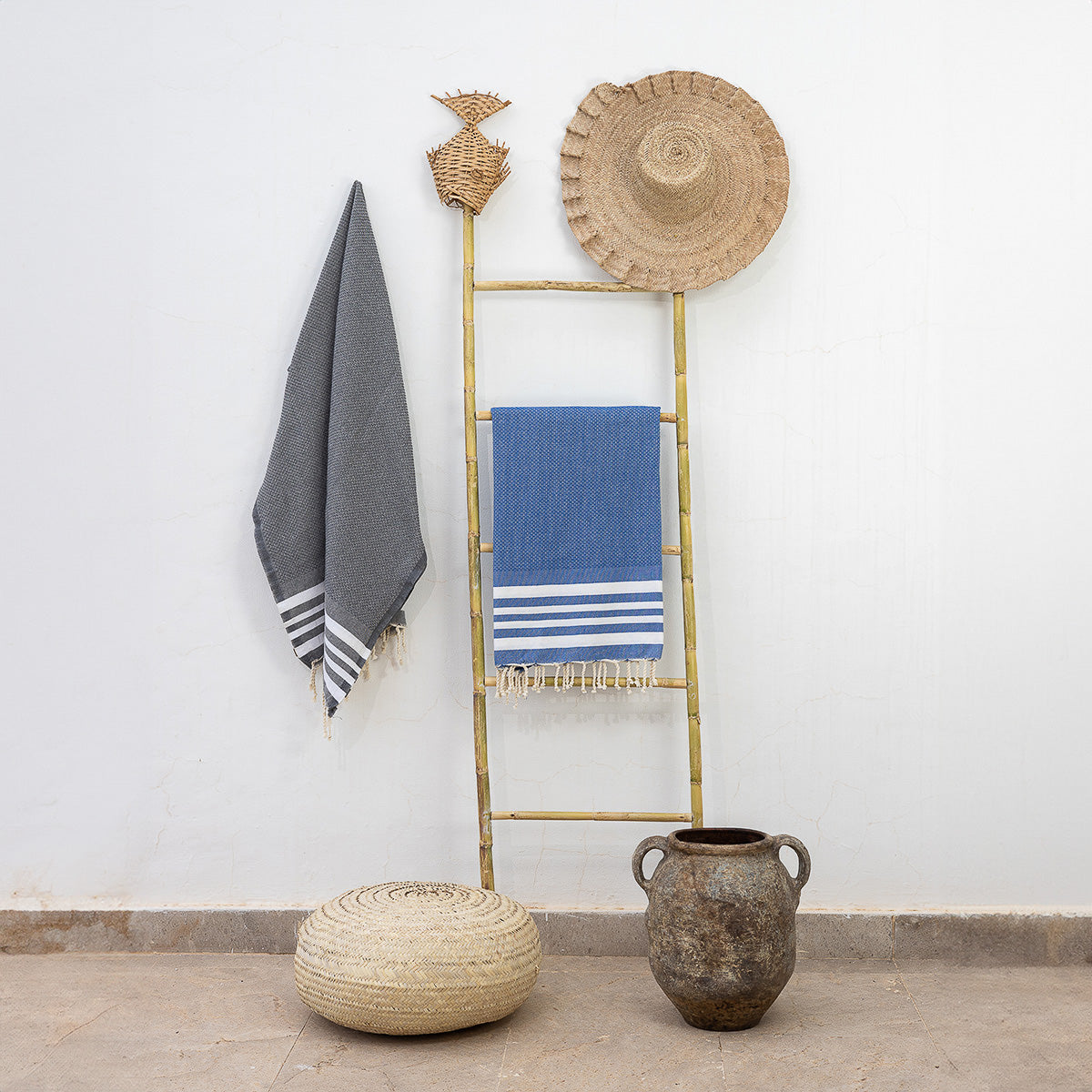 Fouta coton 100x200 NEWPORT bleu grec