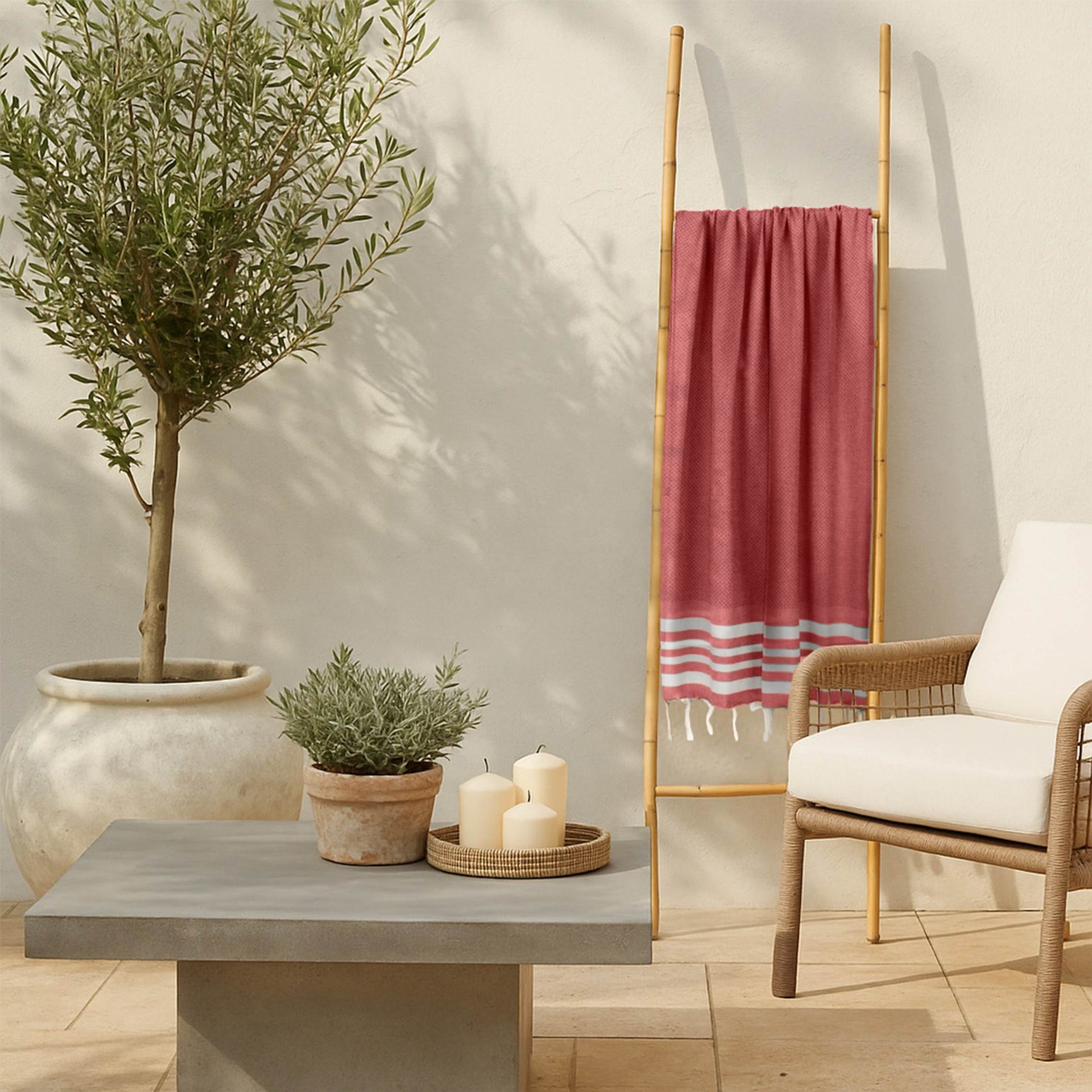 Fouta coton 100x200 NEWPORT rouge