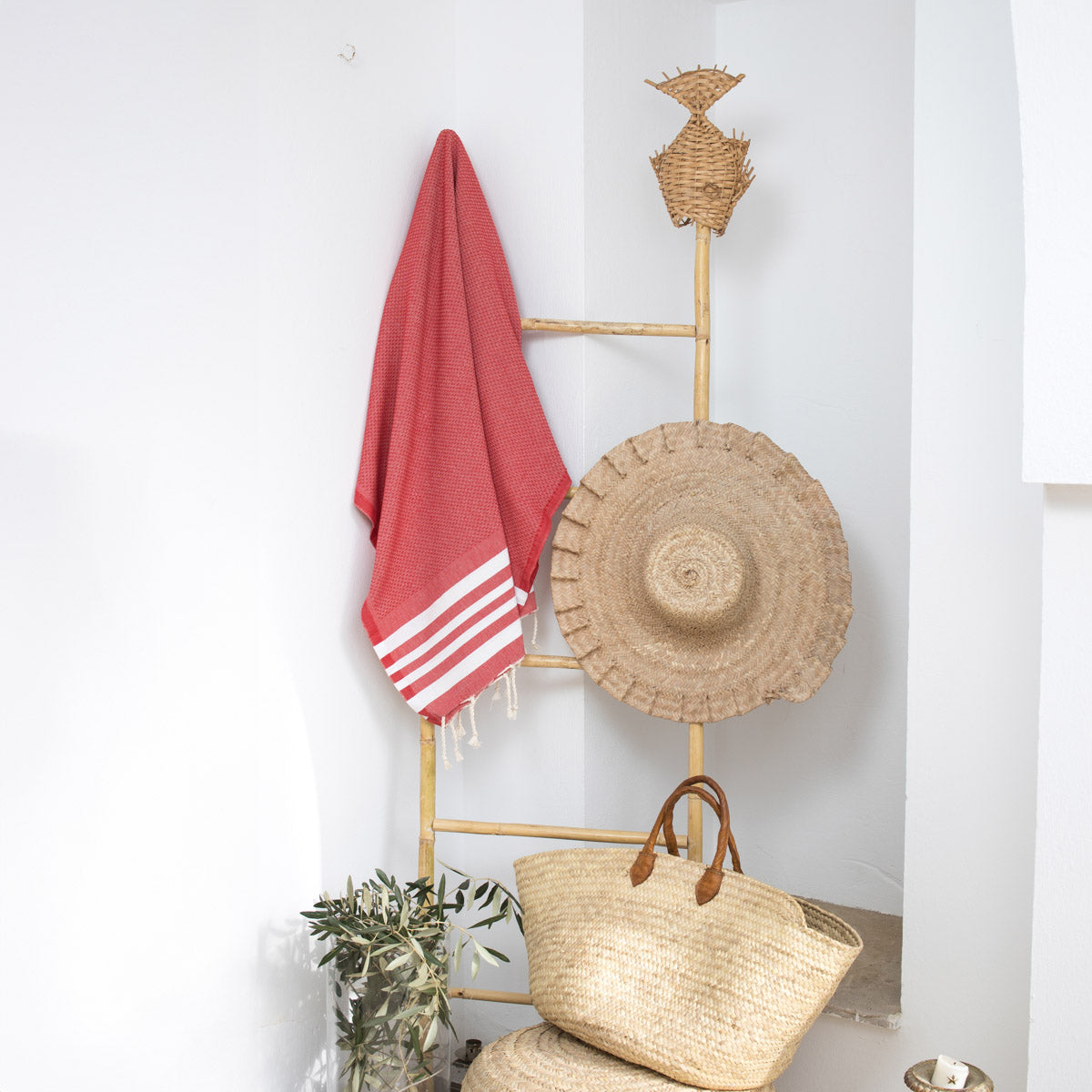 Fouta coton 100x200 NEWPORT rouge