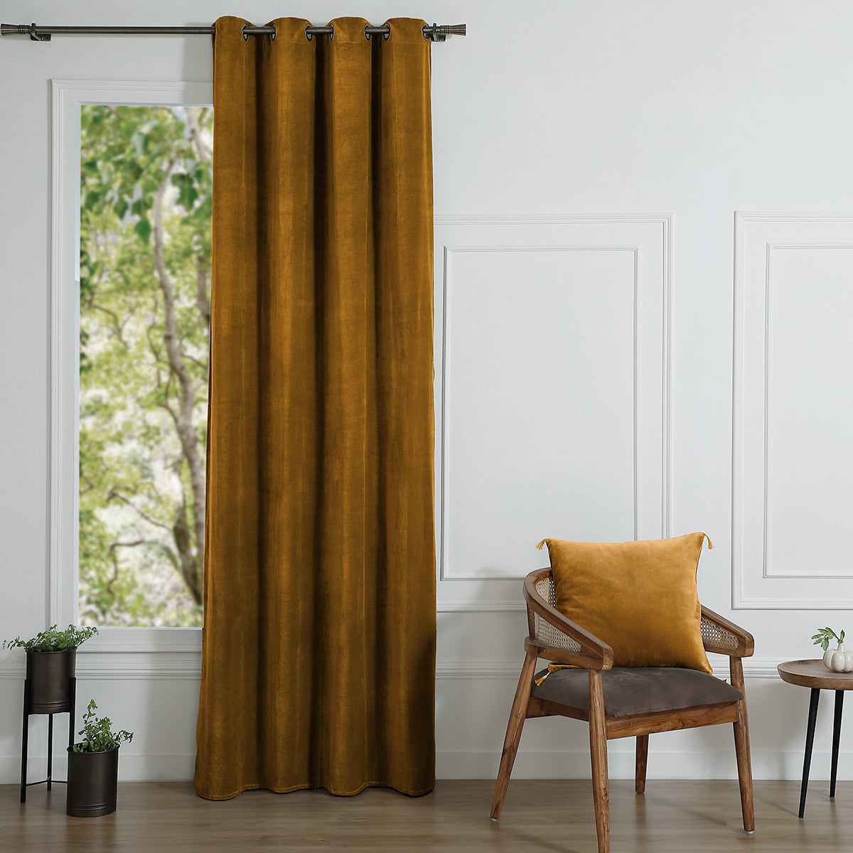 Rideau à oeillets velours de coton 135x260 VELVET - camel