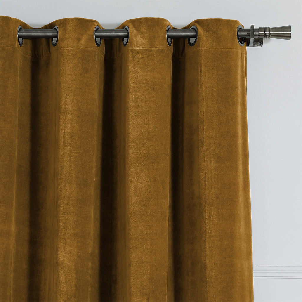 Rideau à oeillets velours de coton 135x260 VELVET - camel