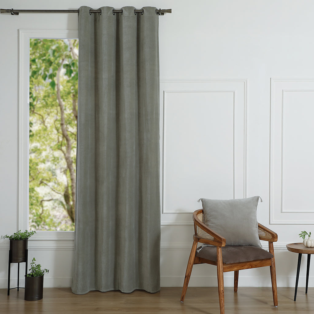 Rideau à oeillets velours de coton 135x260 VELVET - vert de gris