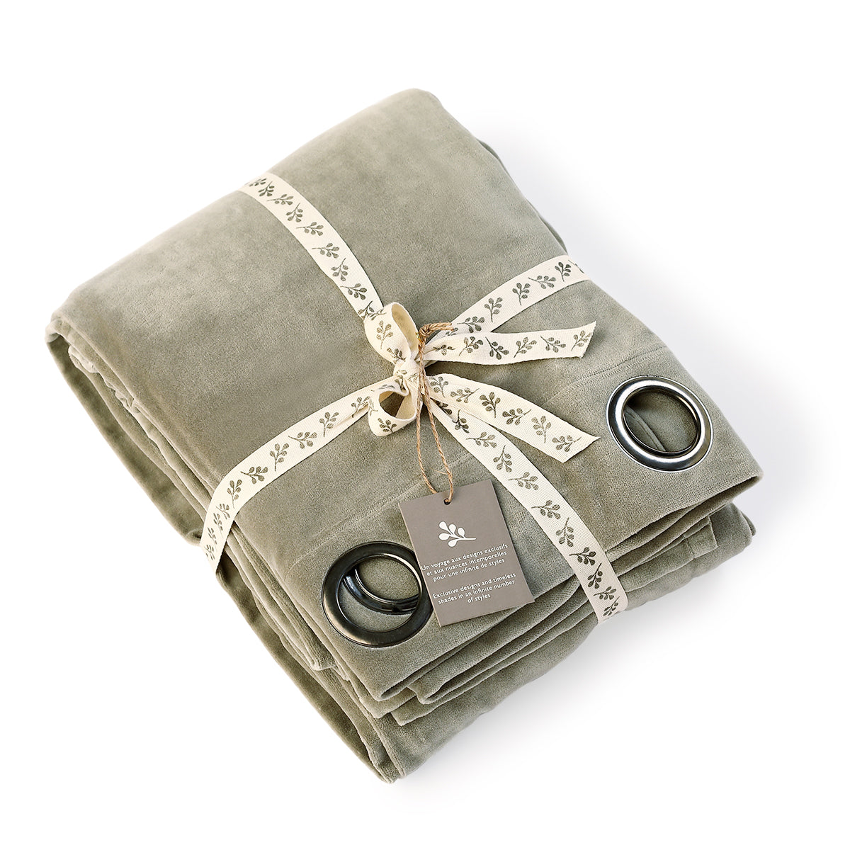 Rideau à oeillets velours de coton 135x260 VELVET - vert de gris