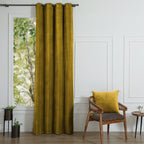 Rideau à oeillets velours de coton 135x260 VELVET - jaune moutarde