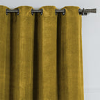 Rideau à oeillets velours de coton 135x260 VELVET - jaune moutarde