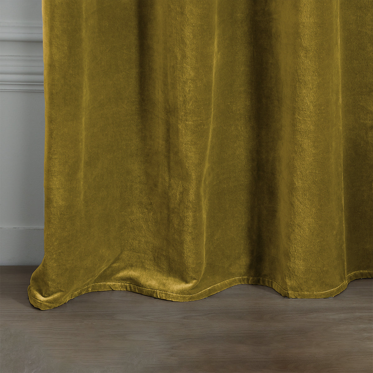 Rideau à oeillets velours de coton 135x260 VELVET - jaune moutarde