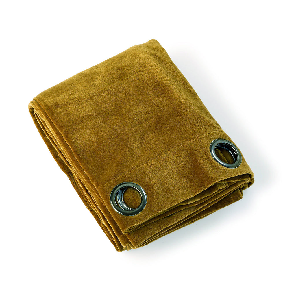 Rideau à oeillets velours de coton 135x260 VELVET - jaune moutarde