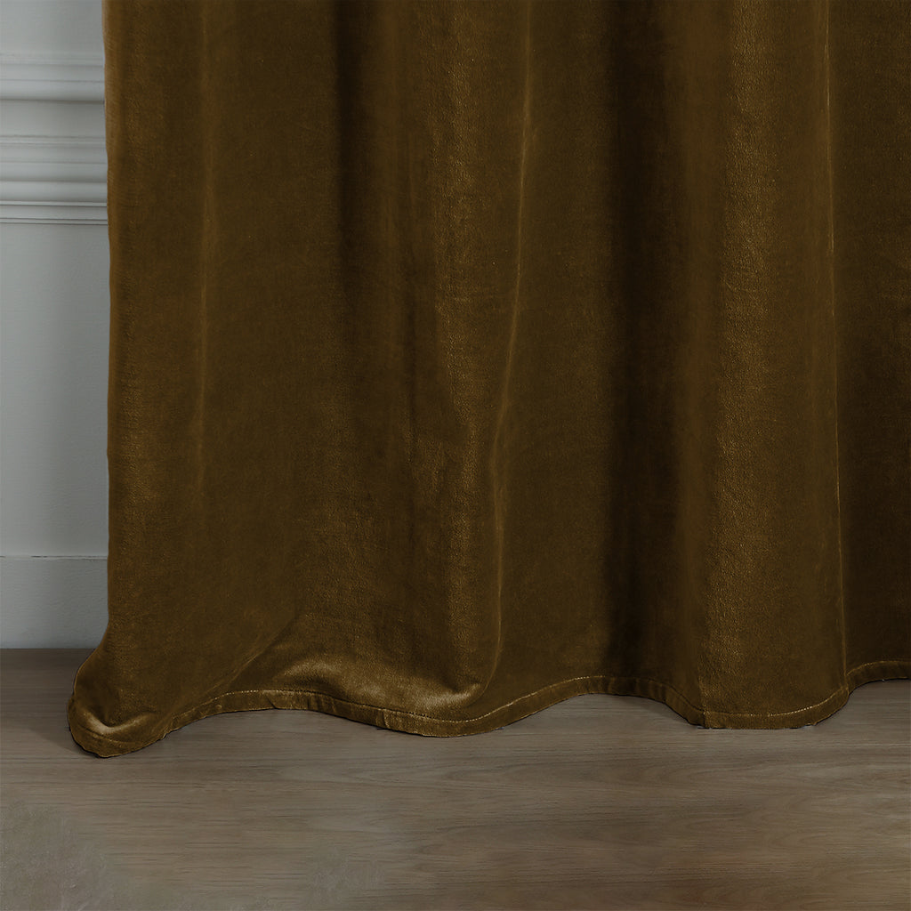 Rideau à oeillets velours de coton 135x260 VELVET - brun chêne