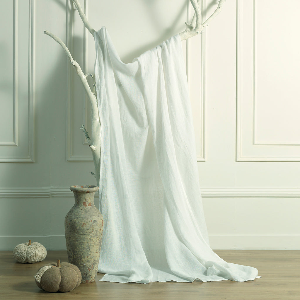 Jeté de lit lin lavé 180x250 CAMILLE - blanc