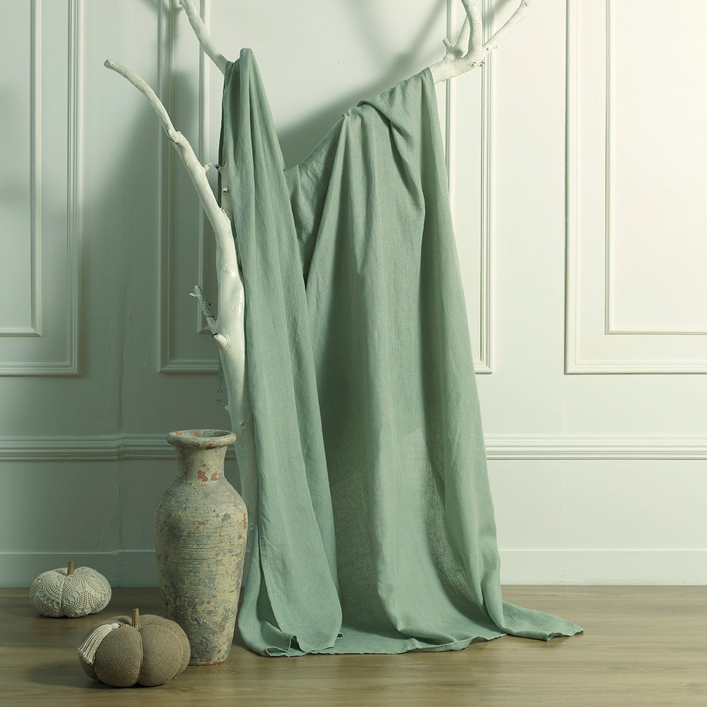 Jeté de lit lin lavé 180x250 CAMILLE - vert céladon
