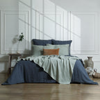 Jeté de lit lin lavé 180x250 CAMILLE - vert céladon