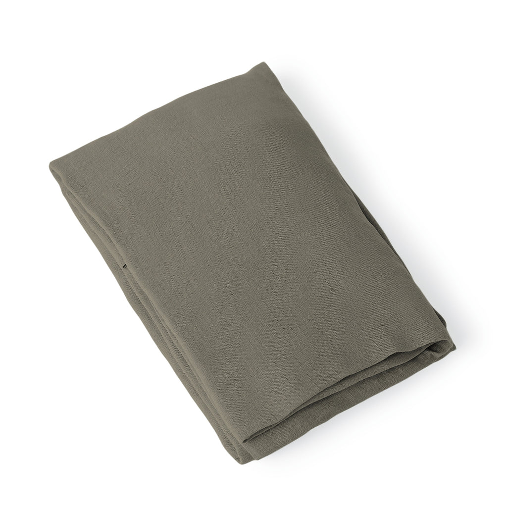Jeté de lit lin lavé 230x250 CAMILLE - vert kaki
