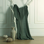 Jeté de lit lin lavé 230x250 CAMILLE - vert kaki
