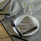 Serviette de table (x4) lin lavé 45x45 ERNEST - naturel / noir