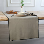 Serviette de table (x4) lin lavé 45x45 ERNEST - naturel / noir