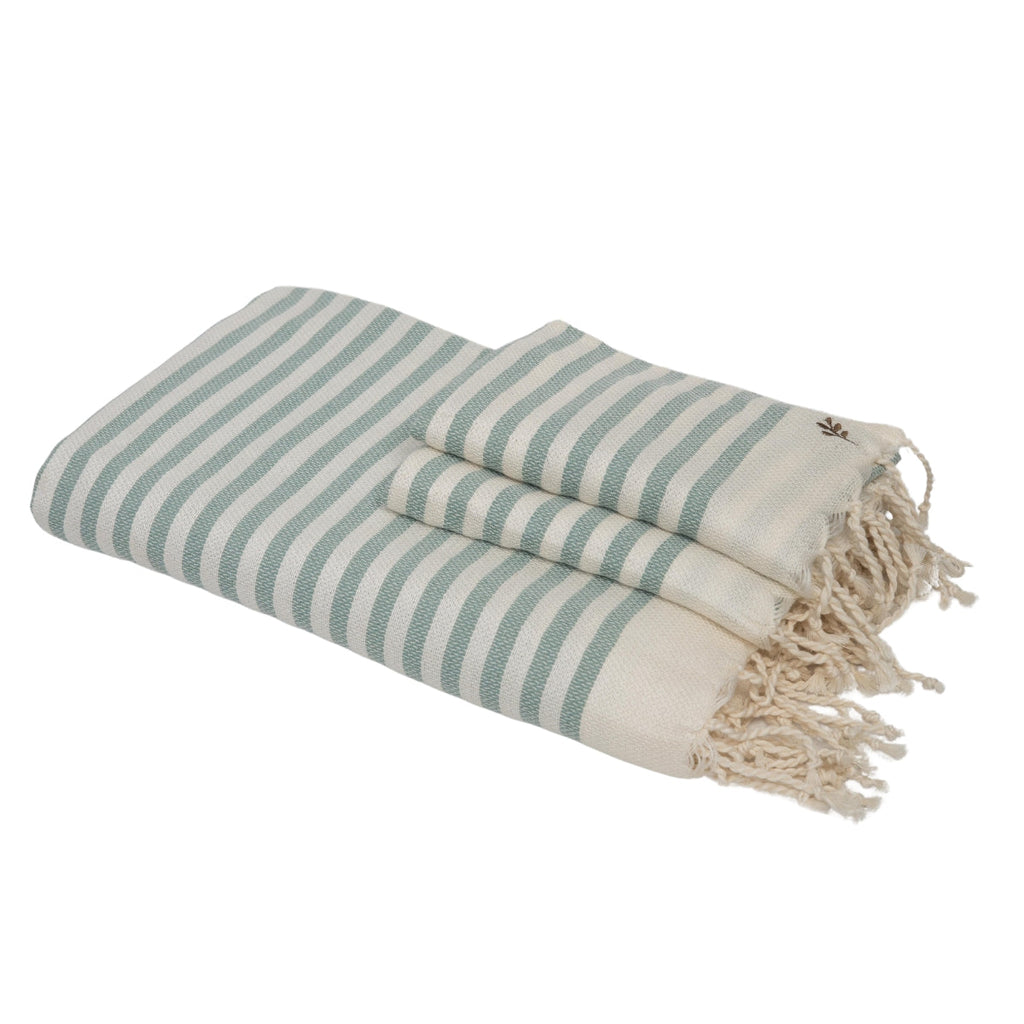 Foutas de bain (1+2) coton 100x200+2(40x60) HOSSEGOR - vert d'eau