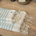 Foutas de bain (1+2) coton 100x200+2(40x60) HOSSEGOR - vert d'eau