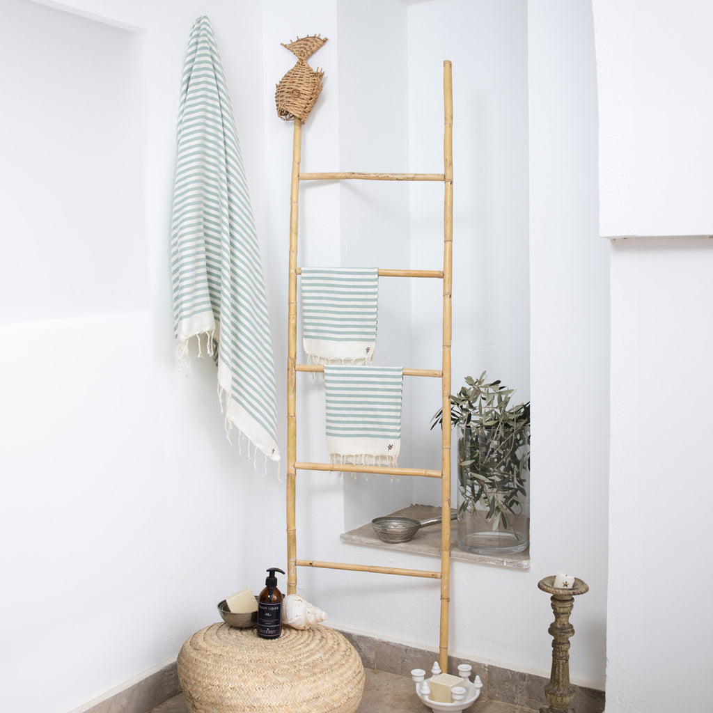 Foutas de bain (1+2) coton 100x200+2(40x60) HOSSEGOR - vert d'eau