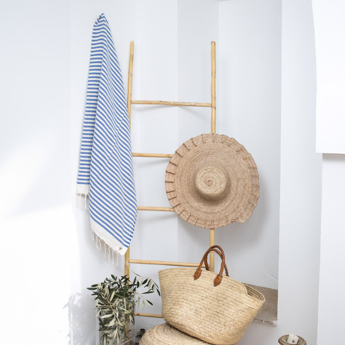 Fouta coton 100x200 HOSSEGOR - bleu grec - febronie.com