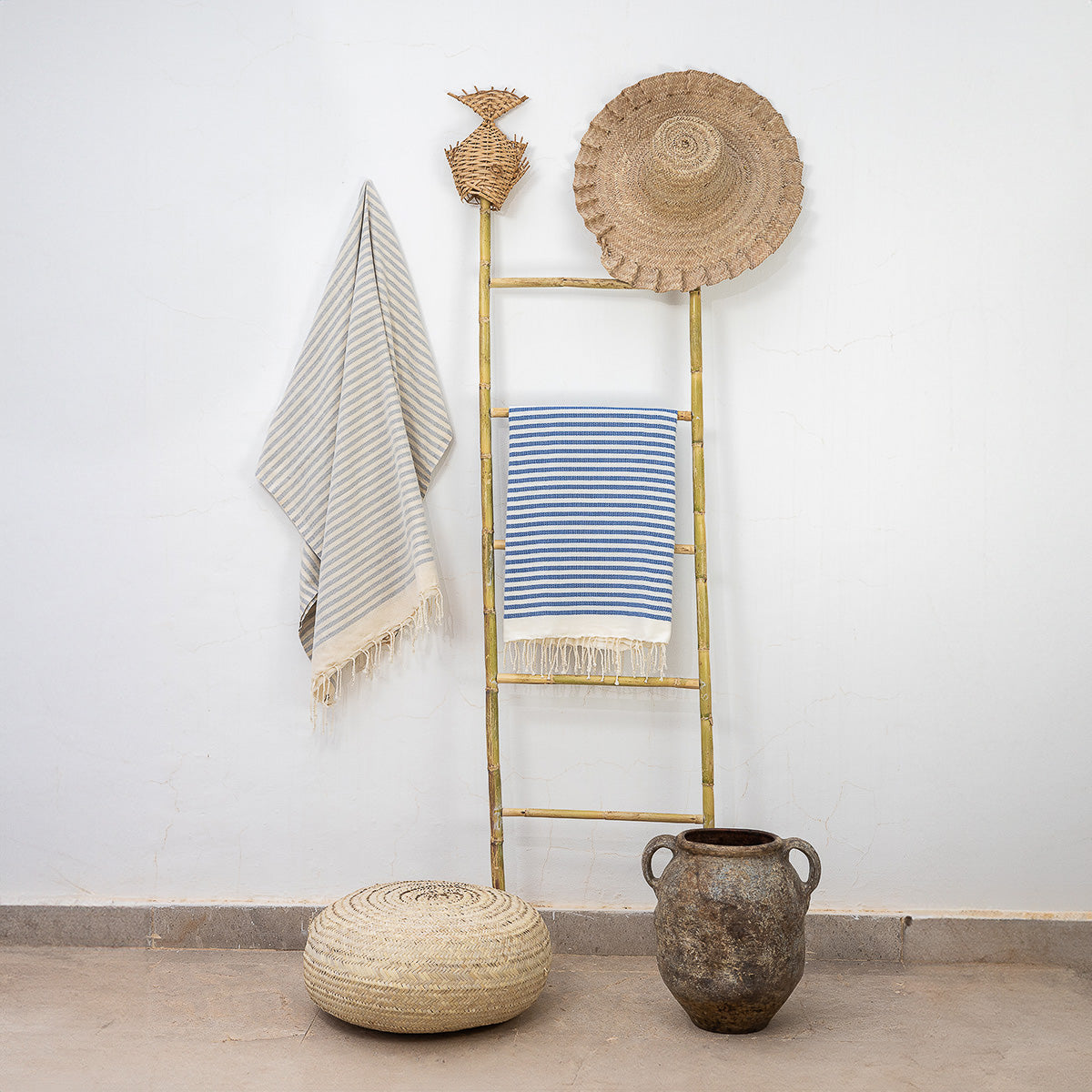 Fouta coton 100x200 HOSSEGOR - bleu grec - febronie.com