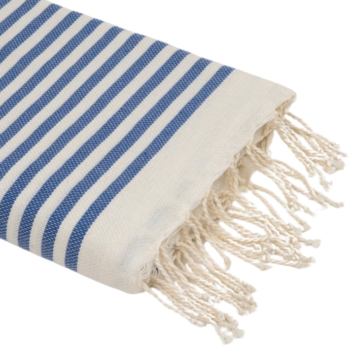 Fouta coton 100x200 HOSSEGOR - bleu grec - febronie.com