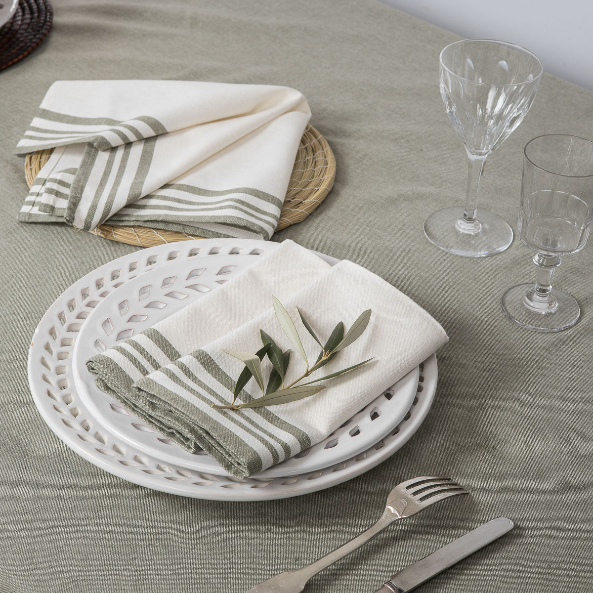 Serviette de table (x4) coton 45x45 MAHDIA - rose argile - febronie.com