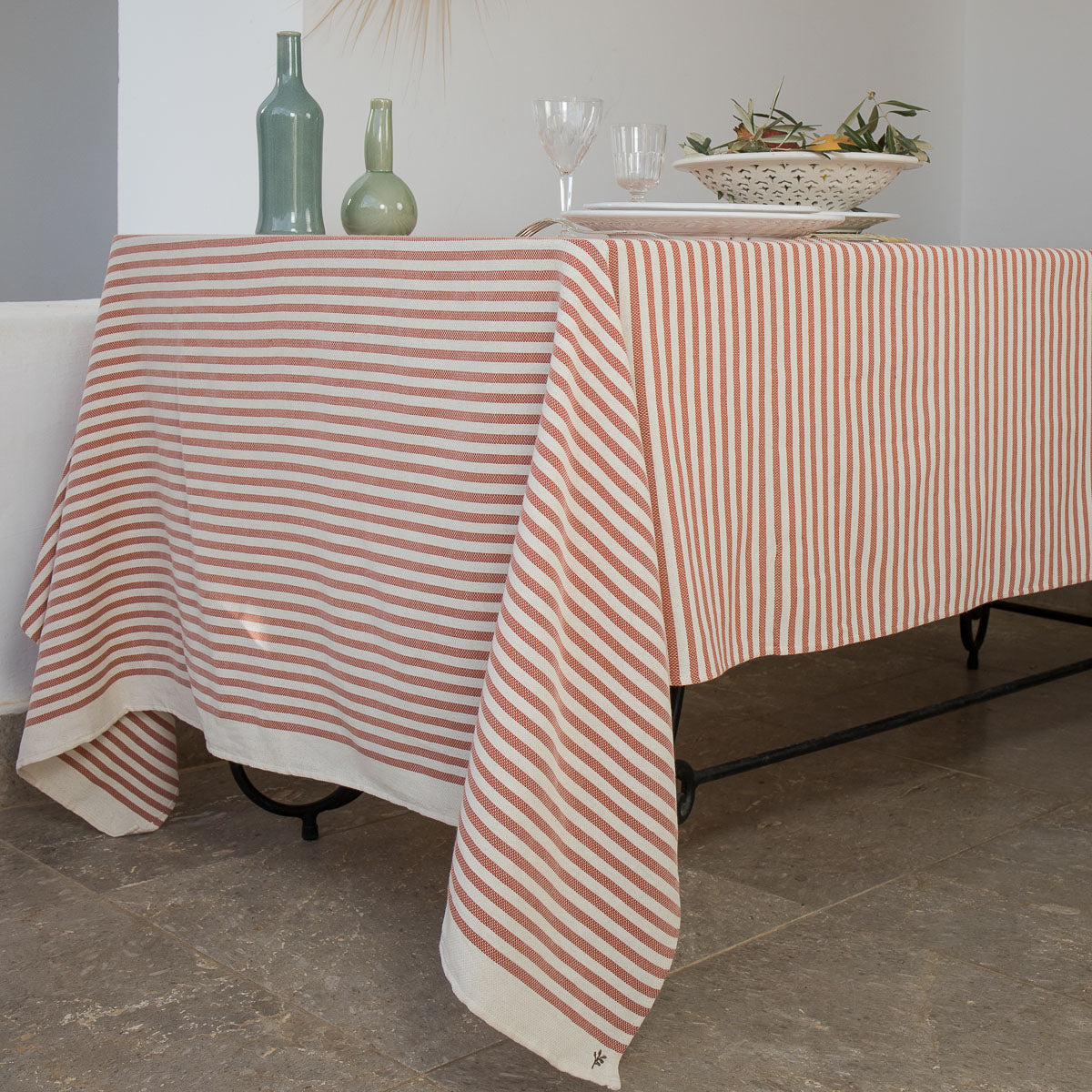 Nappe coton 150x250 HOSSEGOR - rouge brique