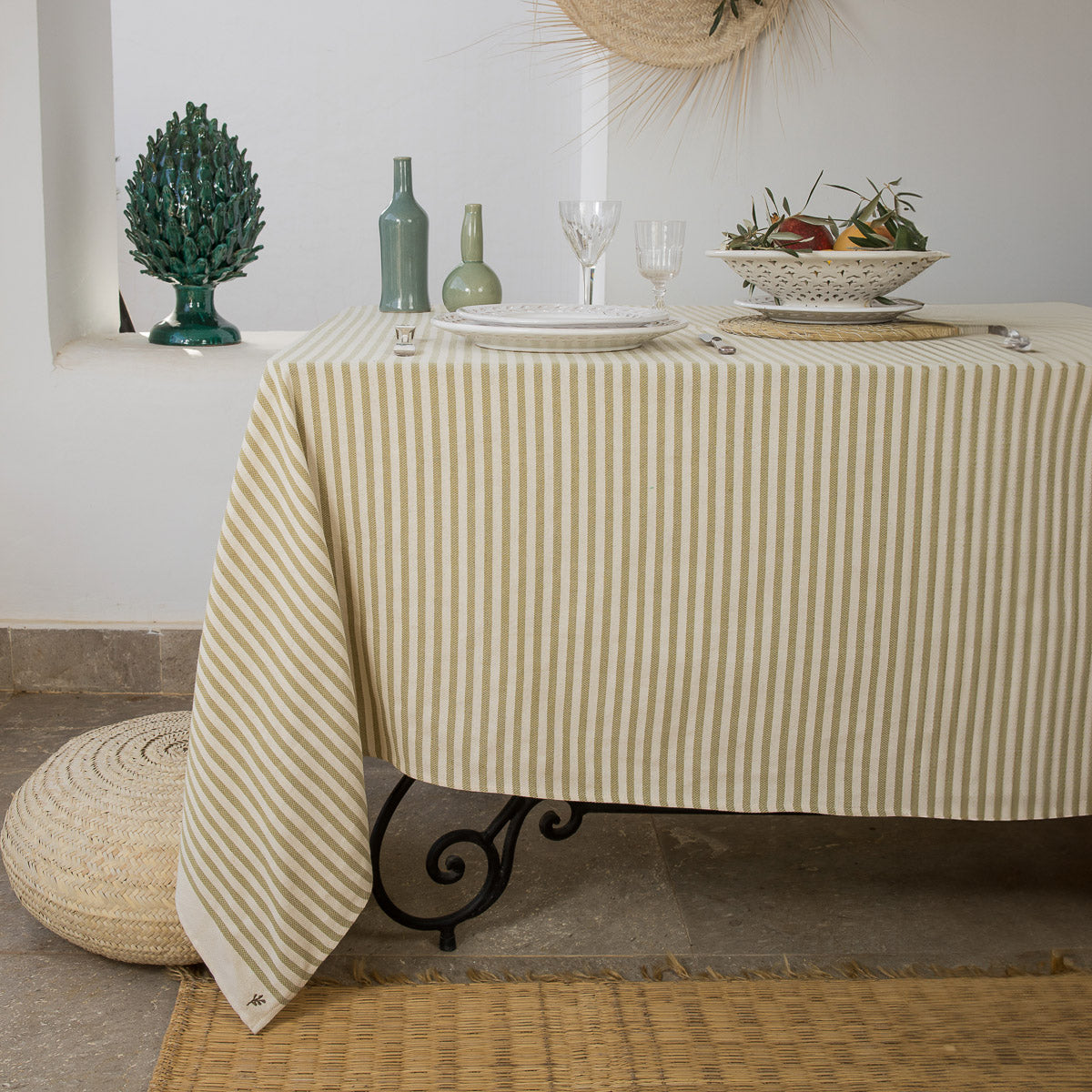 Nappe coton 180x350 HOSSEGOR - jaune moutarde - febronie.com