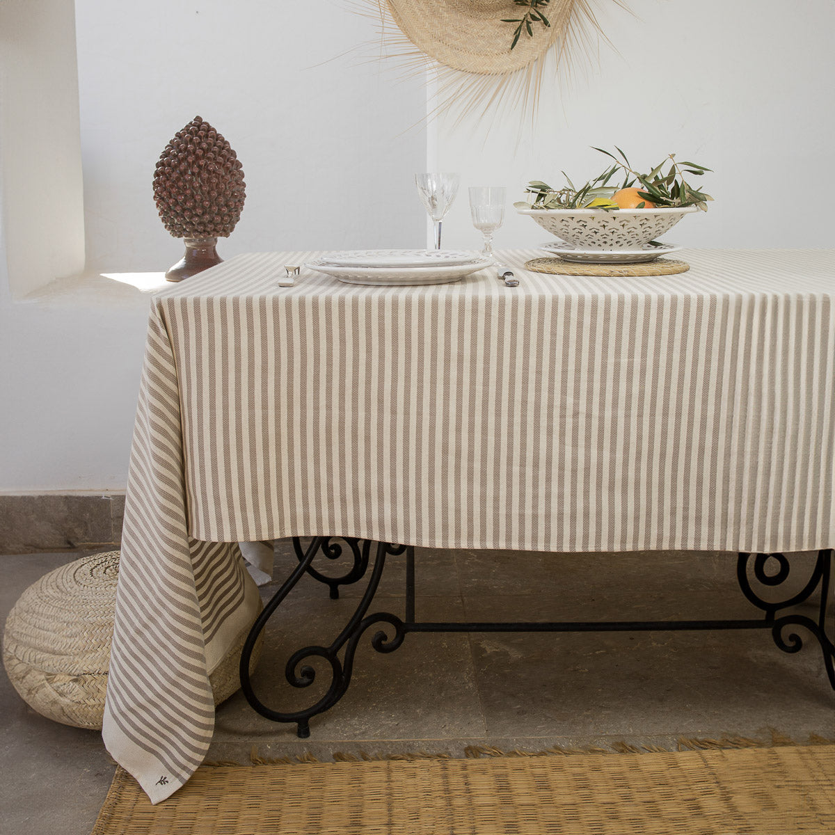 Nappe coton 180x300 HOSSEGOR - rose poudré - febronie.com