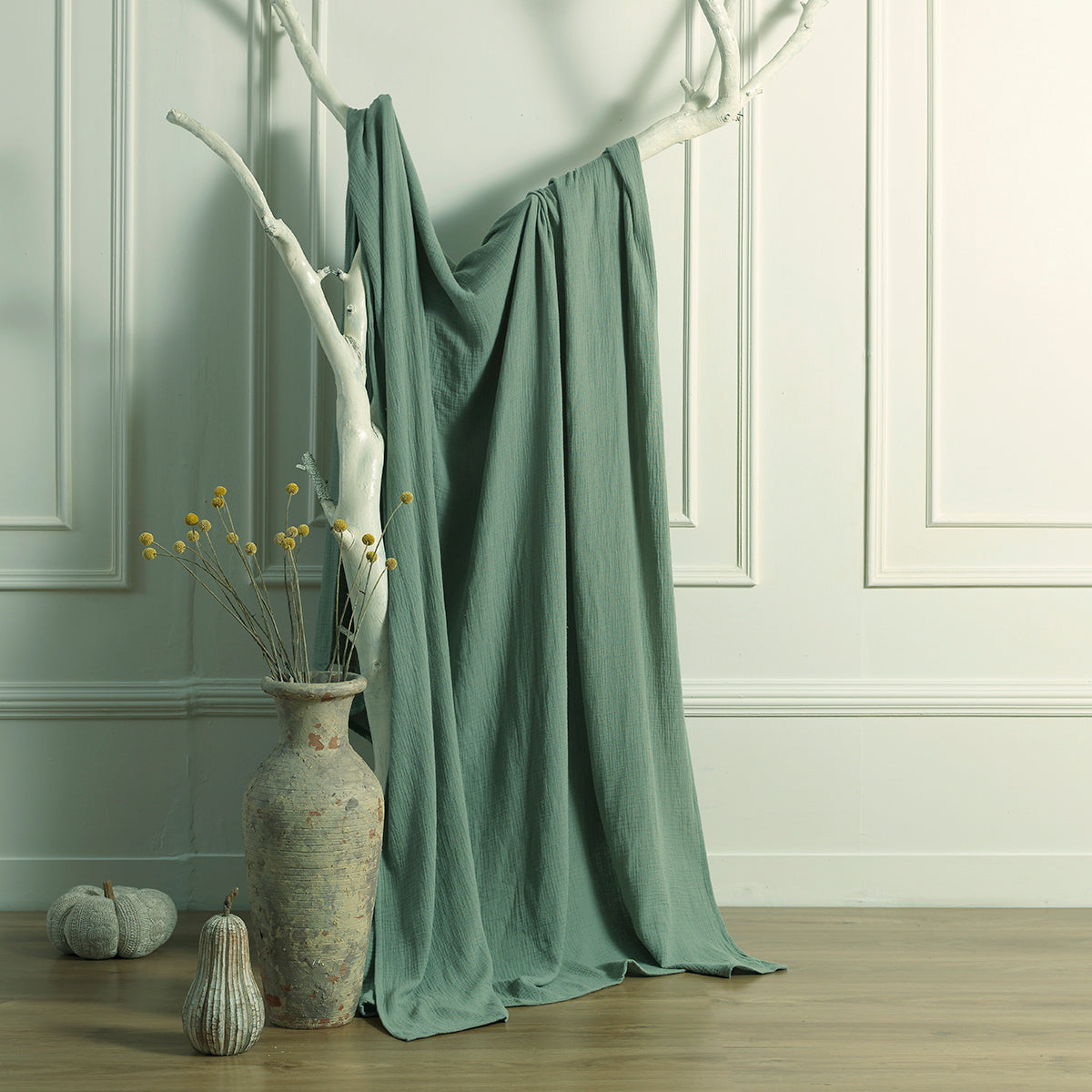 Jeté de lit gaze de coton 270x280 CARLA - vert céladon