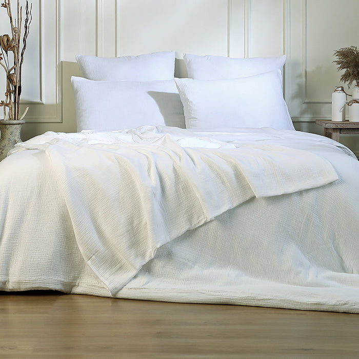 Jeté de lit gaze de coton 270x280 CARLA - blanc