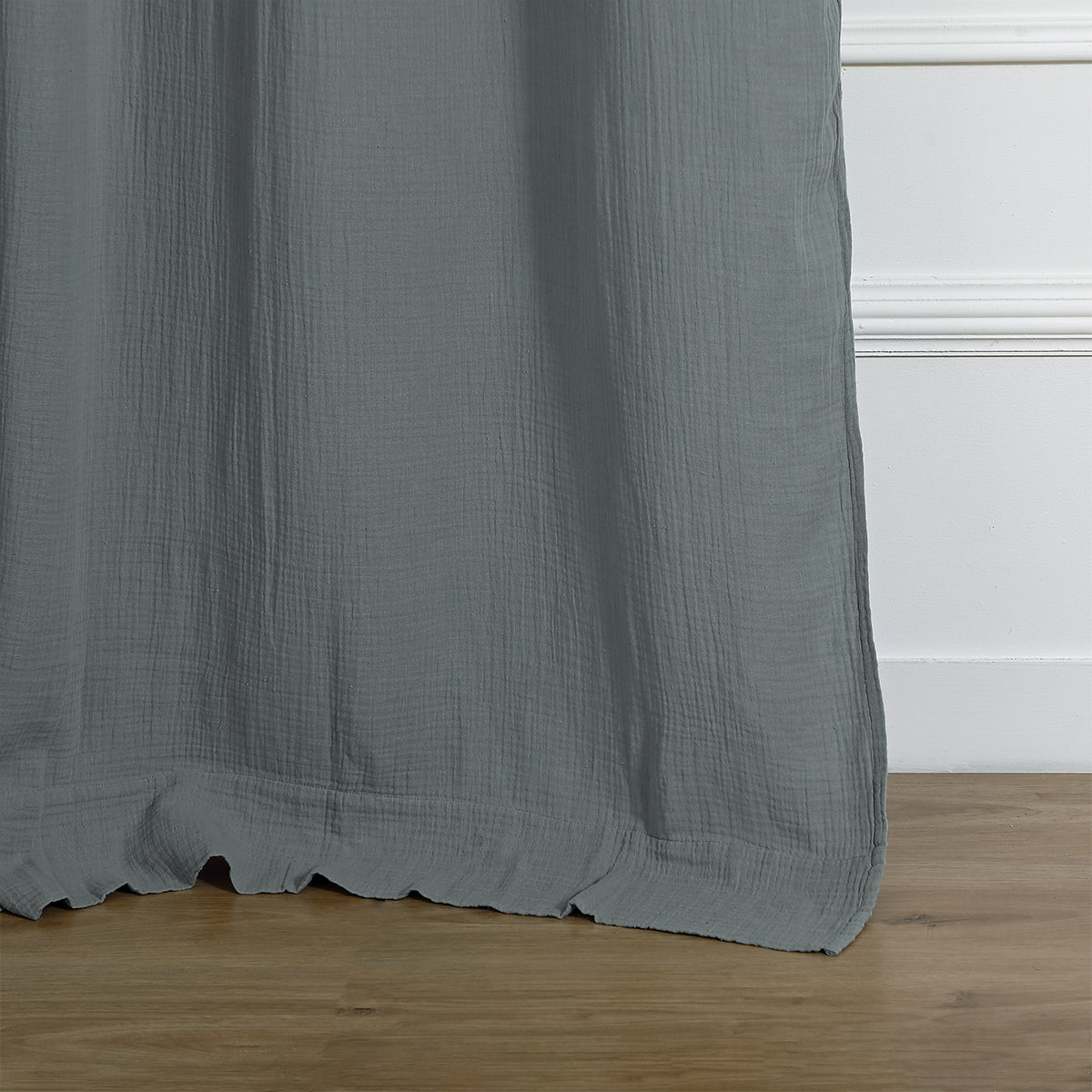 Rideau à oeillets gaze de coton 140x260 CARLA - bleu orage
