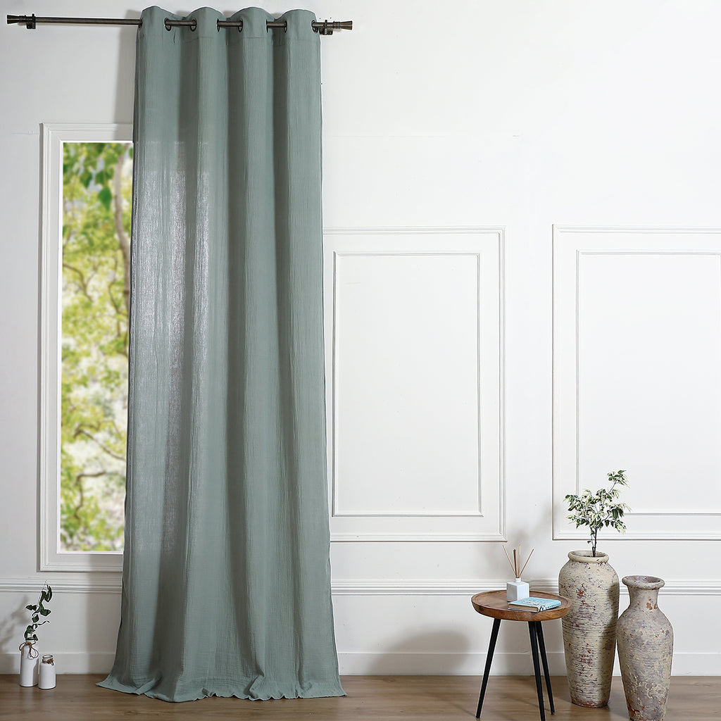 Rideau à oeillets gaze de coton 140x260 CARLA - vert céladon