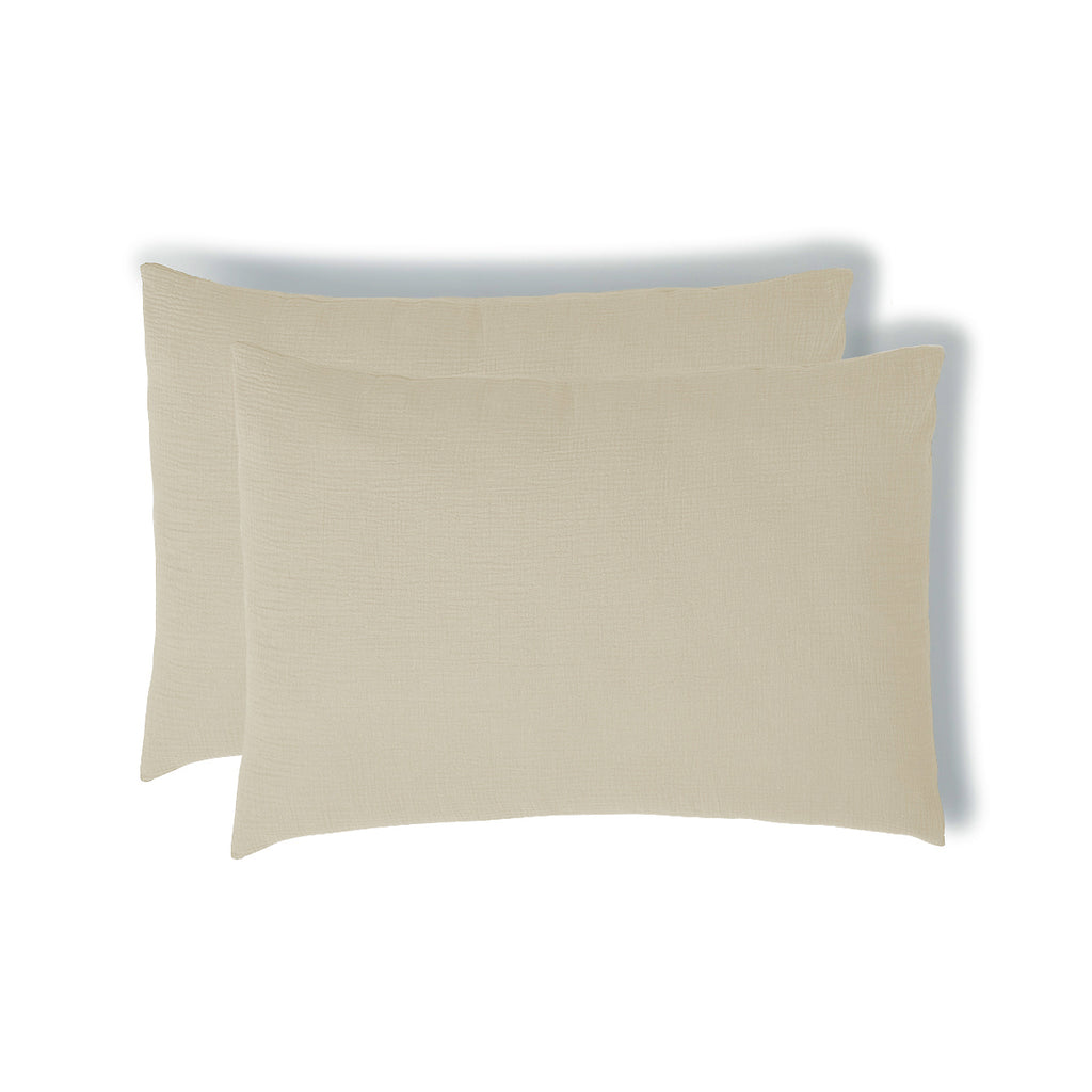 Taie d'oreiller (x2) gaze de coton sable CARLA - 50x70 cm