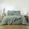 Parure + taies 65x65 gaze de coton céladon CARLA 140x200+65x65