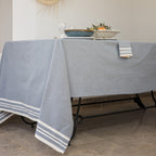Nappe + 4 serviettes coton 150x250 MAHDIA - bleu jean