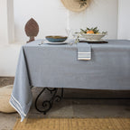 Nappe + 8 serviettes coton 180x300 MAHDIA - bleu jean