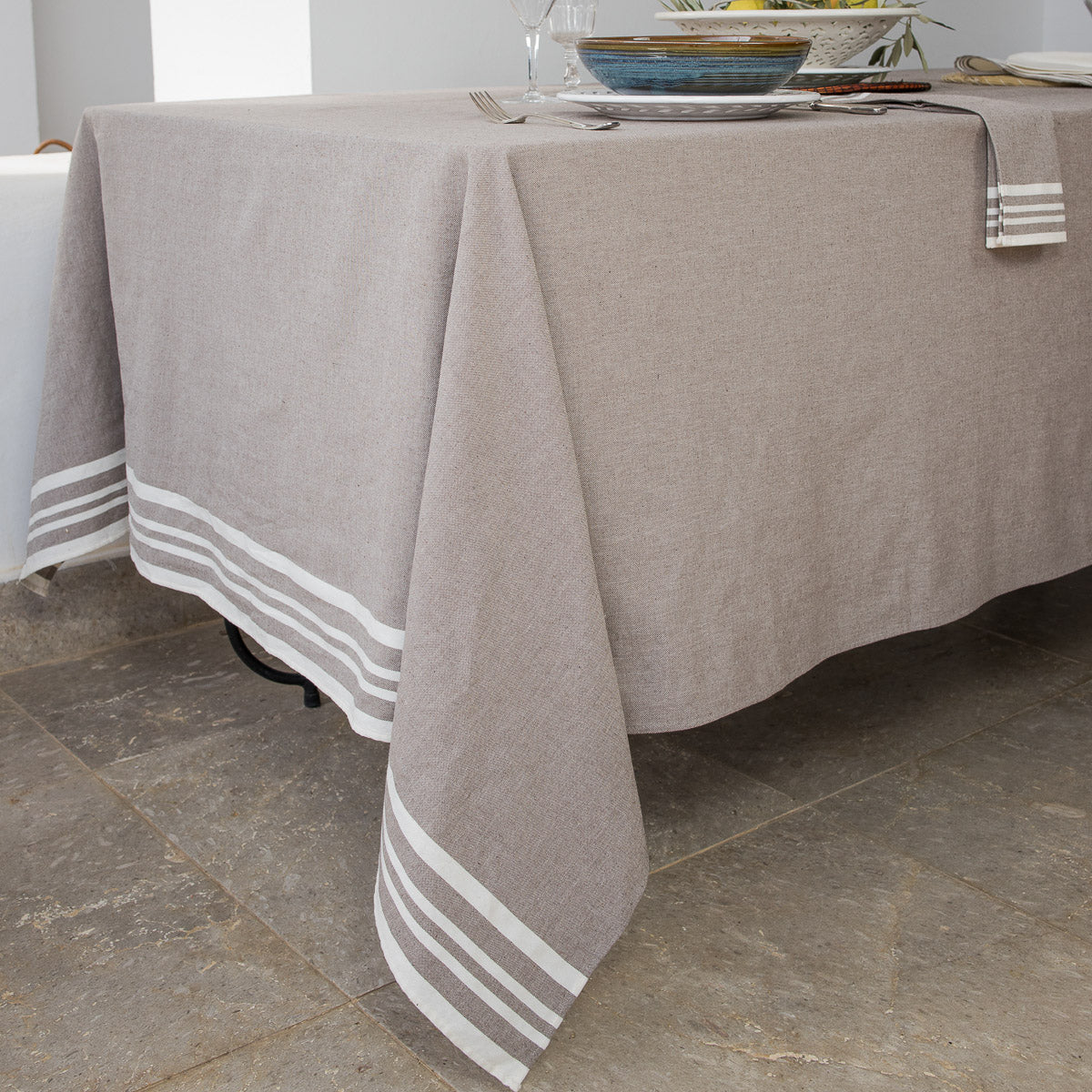 Nappe + 8 serviettes coton 180x300 MAHDIA