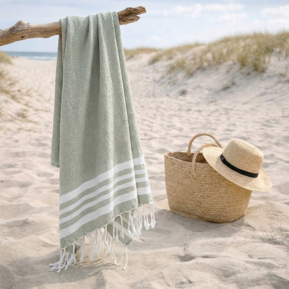 Fouta coton 100x200 NEWPORT vert céladon