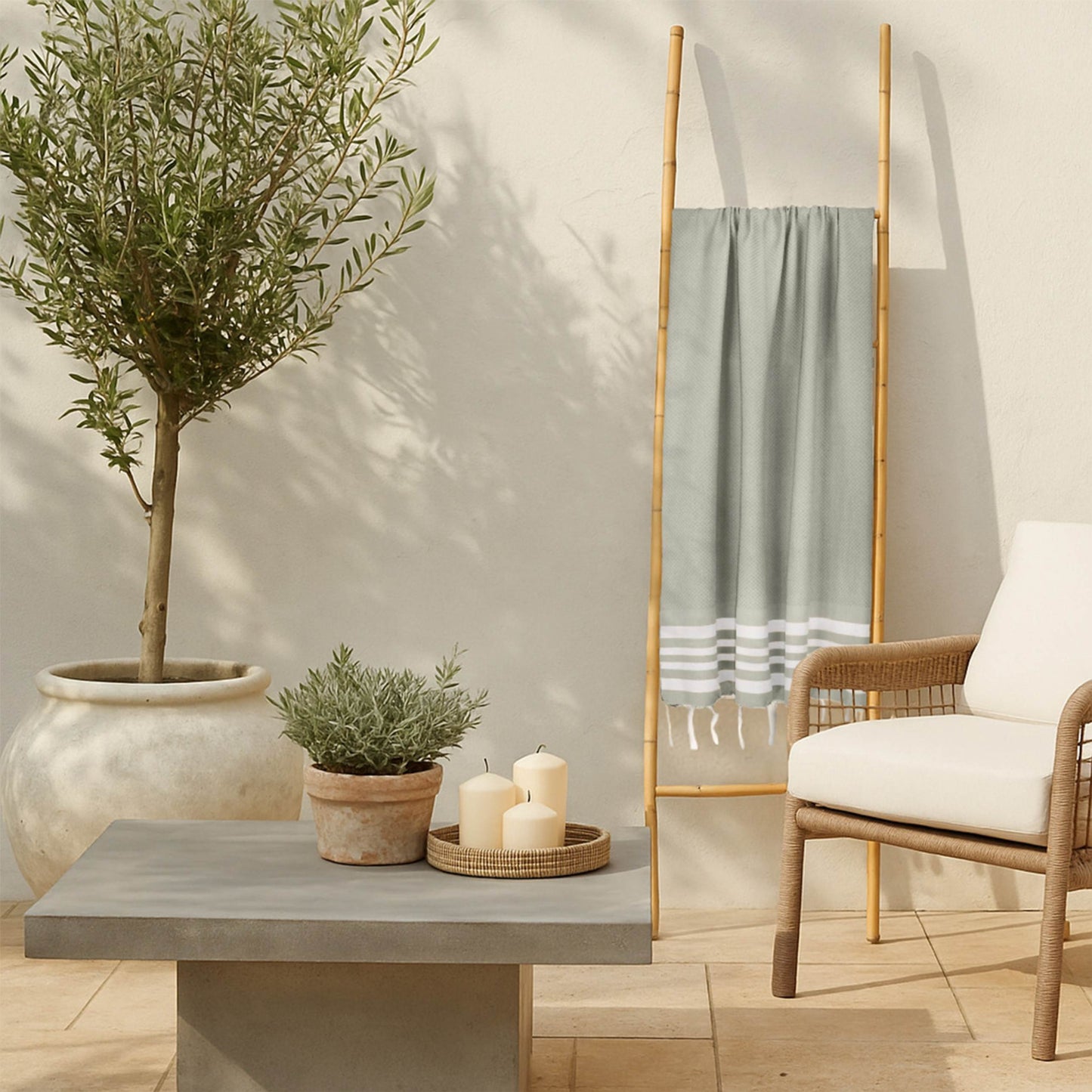 Fouta coton 100x200 NEWPORT vert céladon