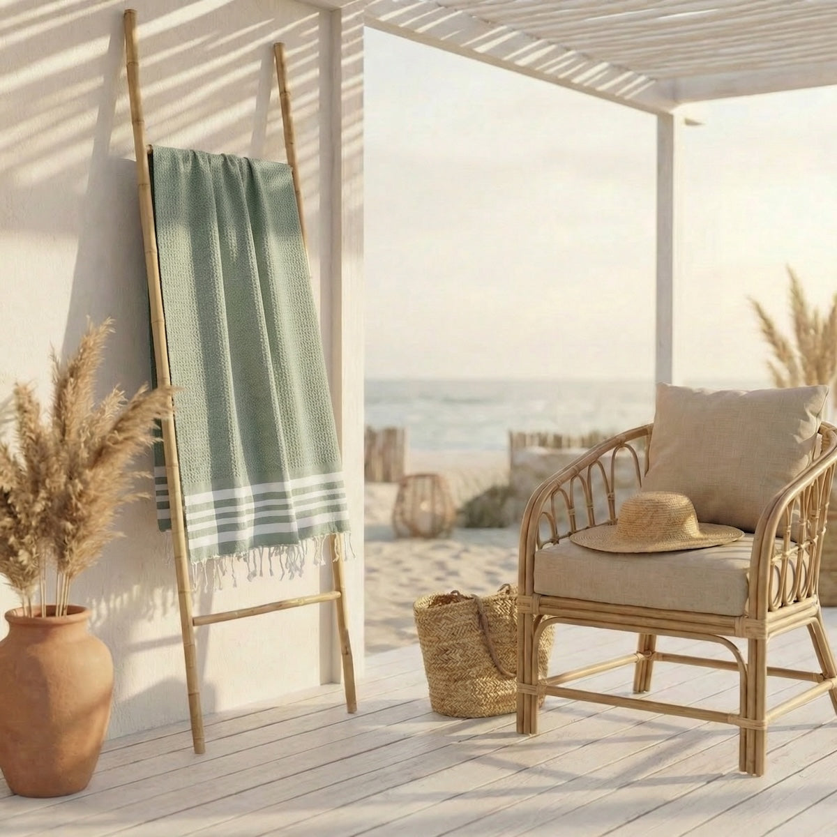 Fouta coton 100x200 NEWPORT vert céladon