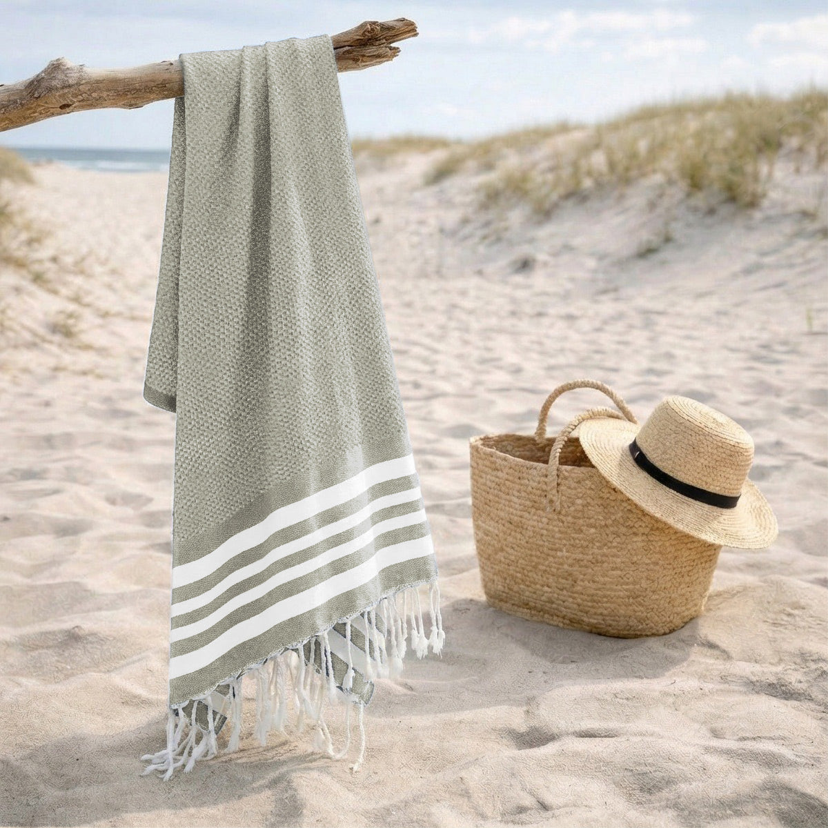 Fouta coton 100x200 NEWPORT vert céladon