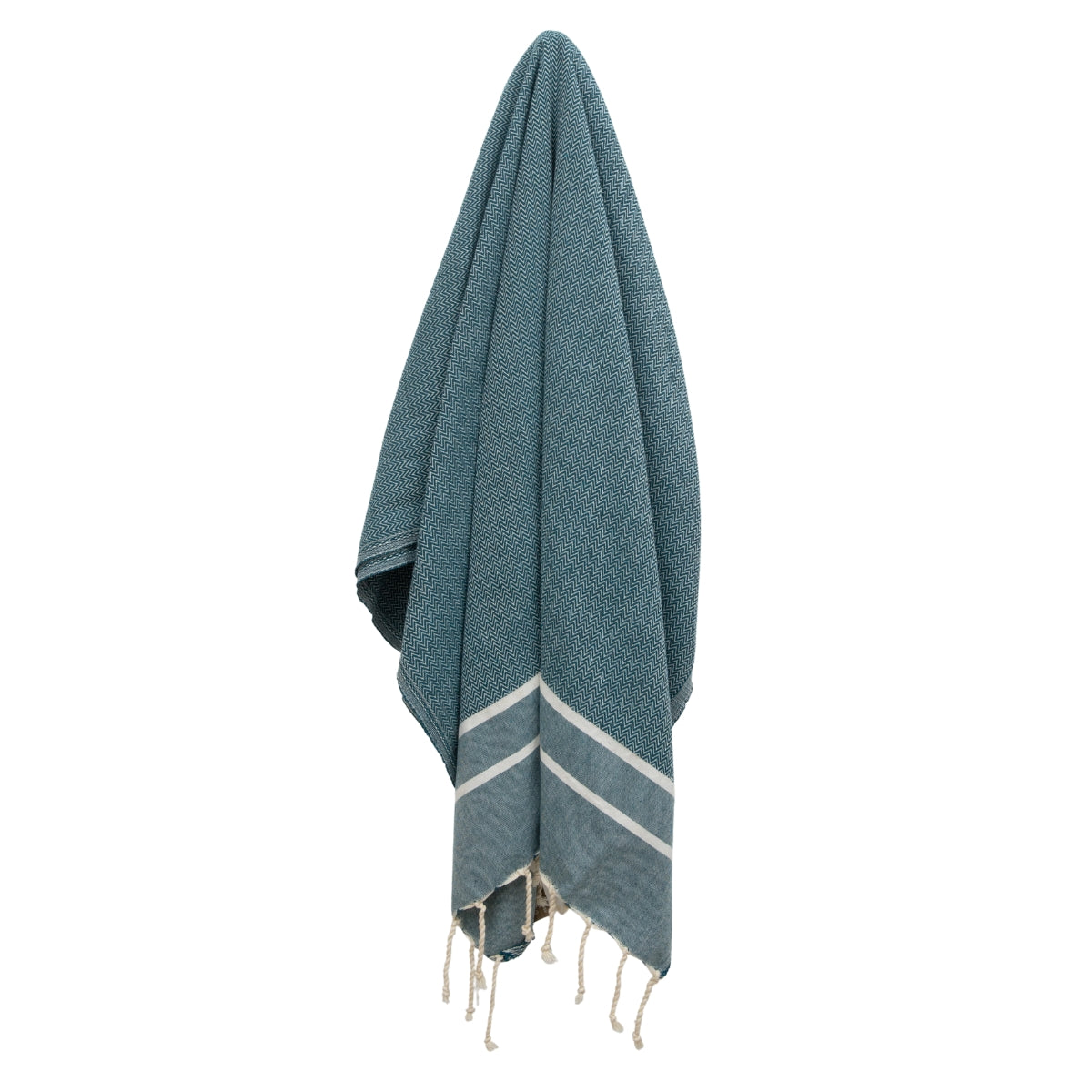 Fouta jacquard coton 100x200 SIENNA bleu pétrole