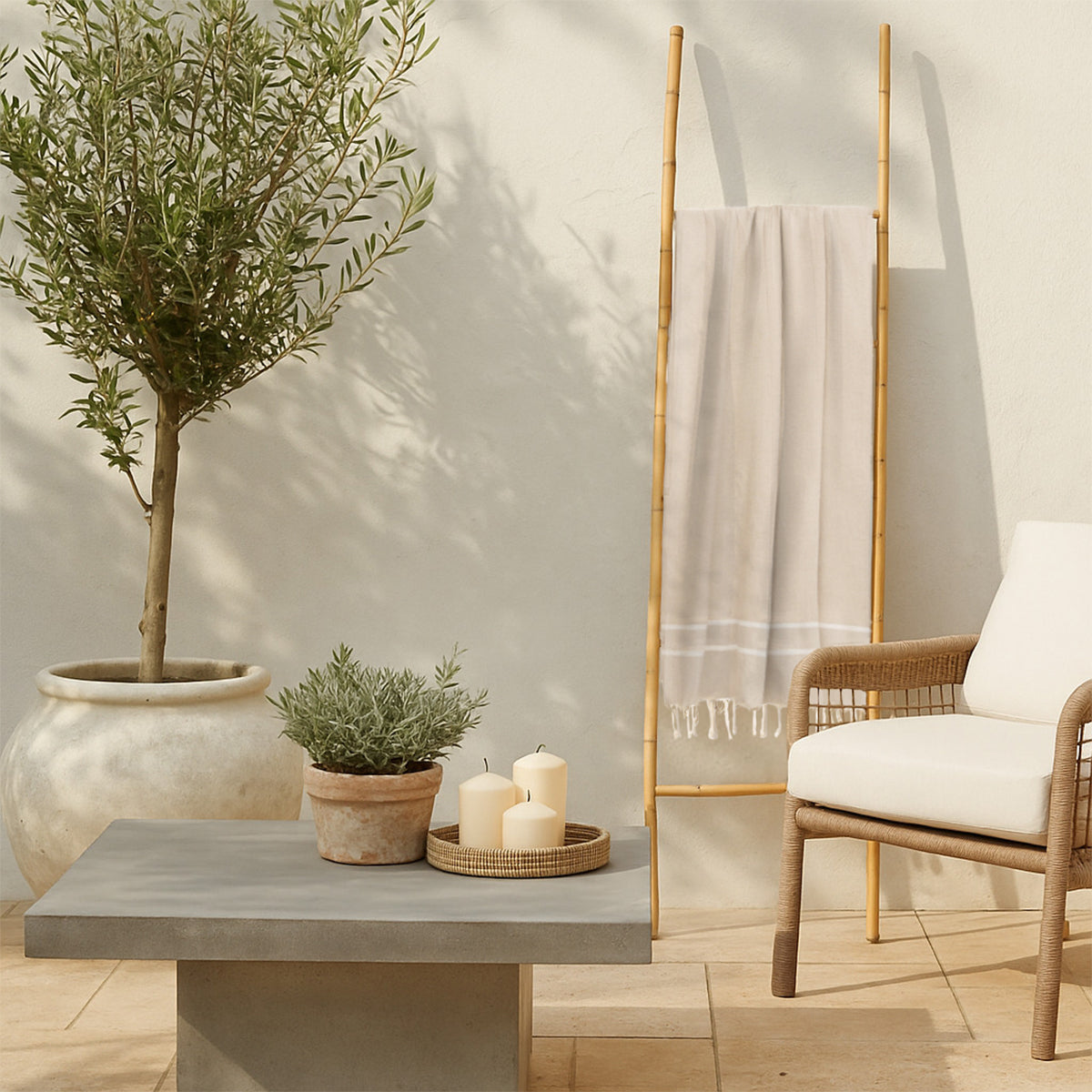 Fouta jacquard coton 100x200 SIENNA beige lin