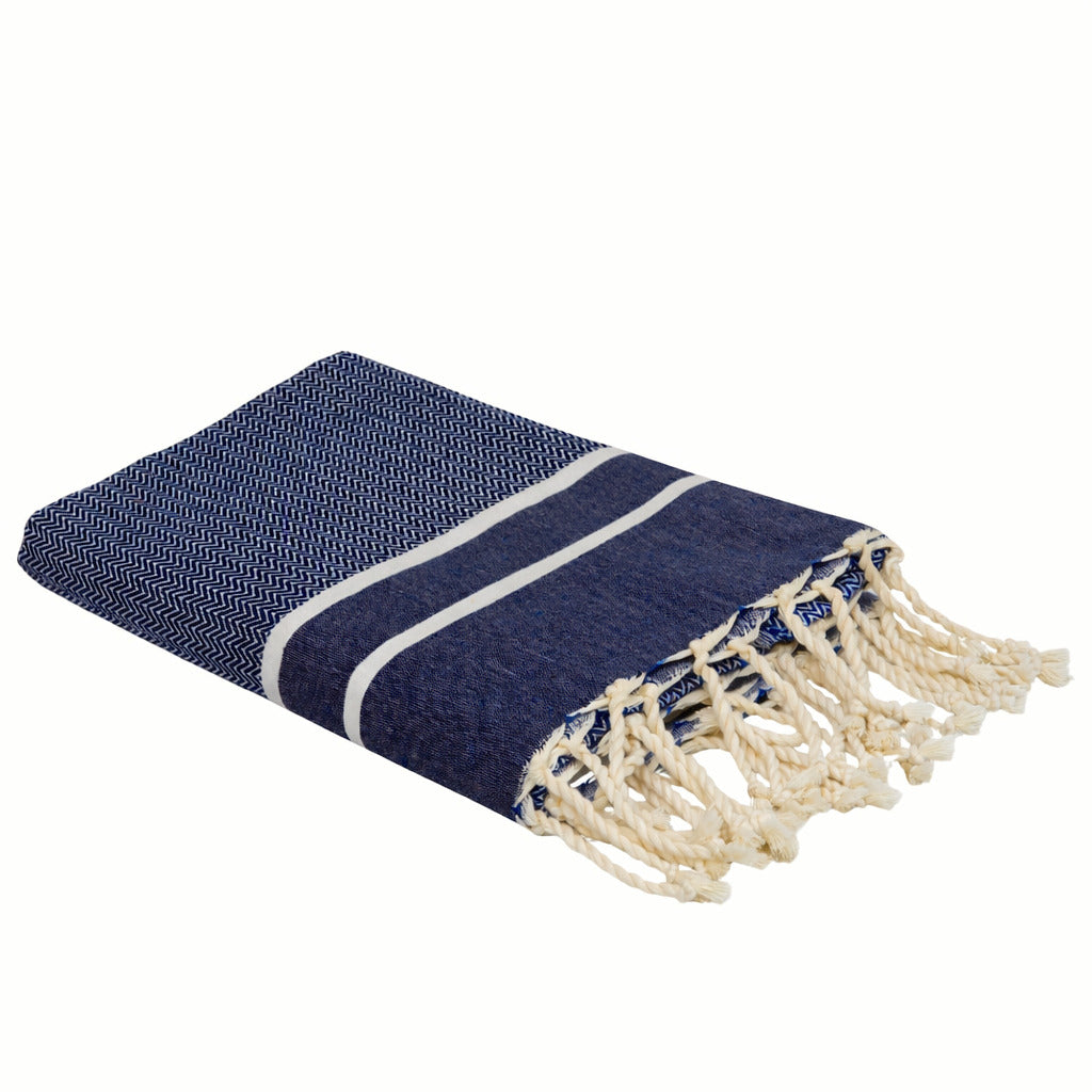 Fouta jacquard coton 100x200 SIENNA bleu denim