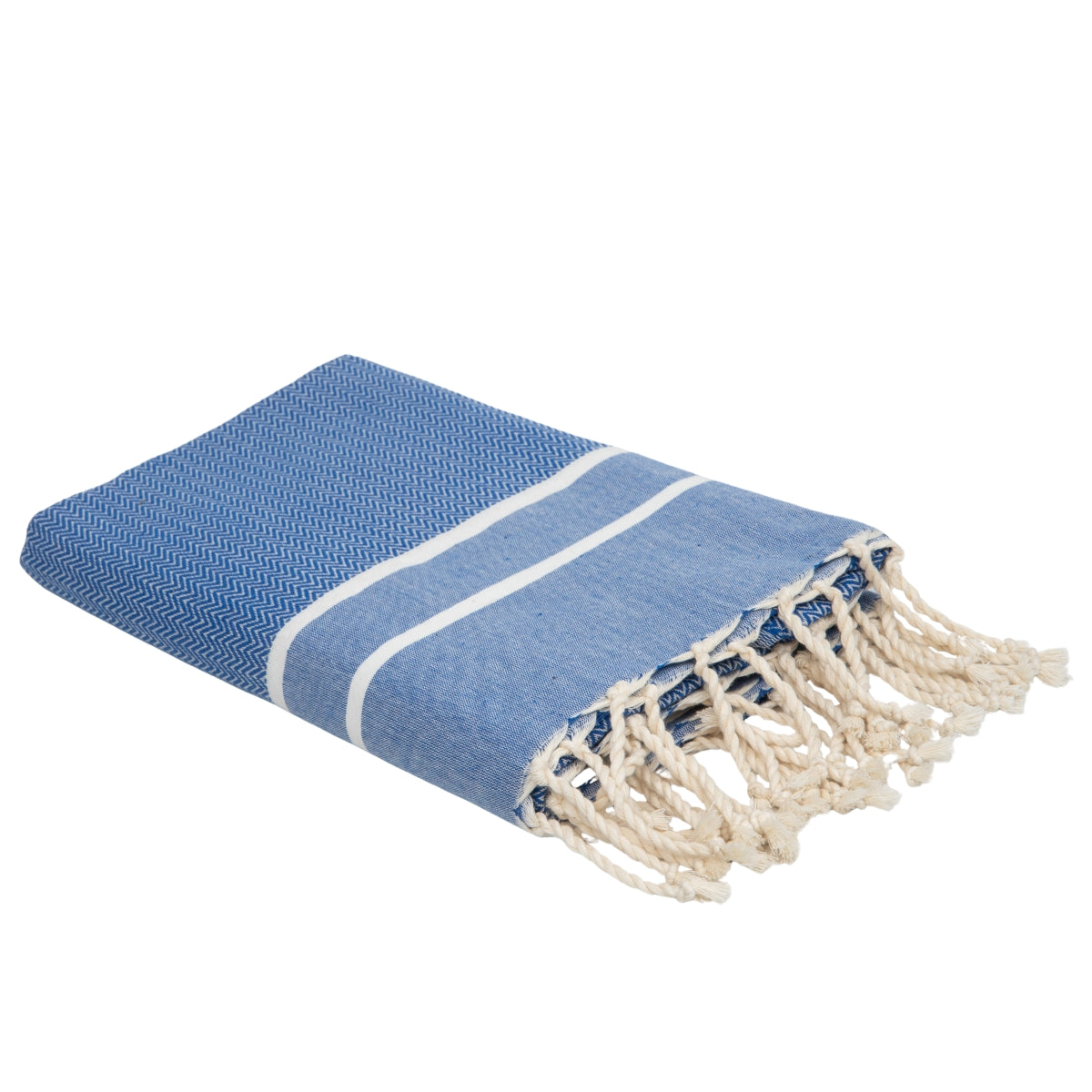 Fouta jacquard coton 100x200 SIENNA bleu grec