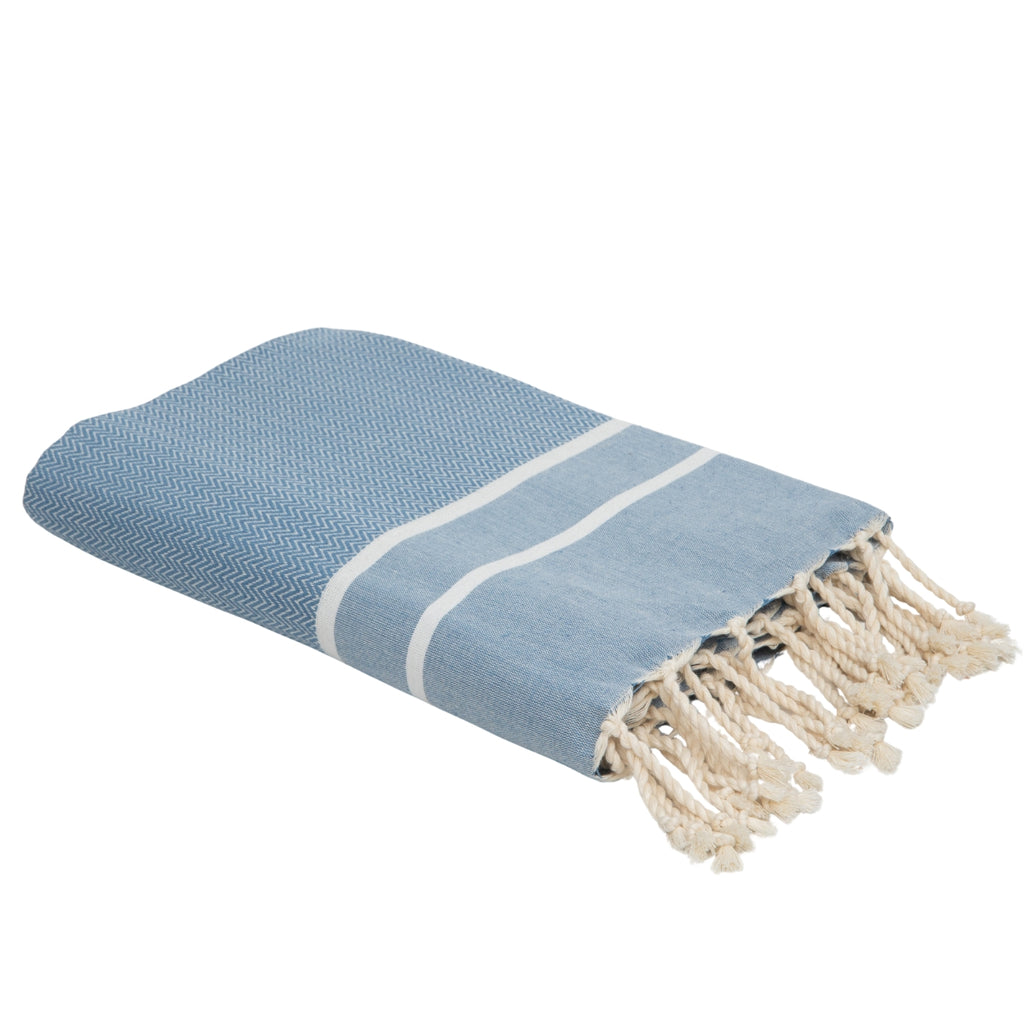 Fouta jacquard coton 100x200 SIENNA bleu orage